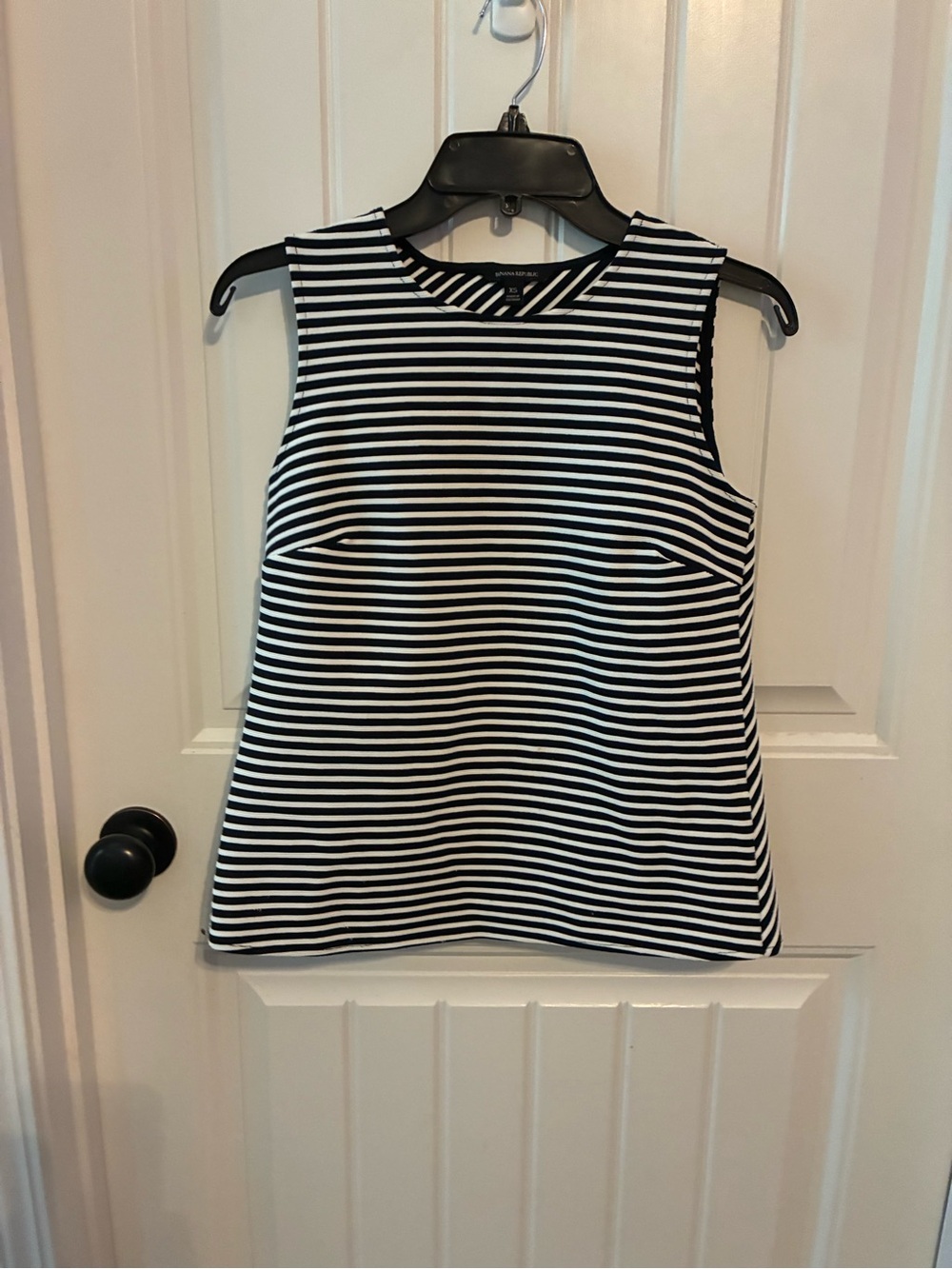 Banana Republic Black & White Striped Crewneck Tank